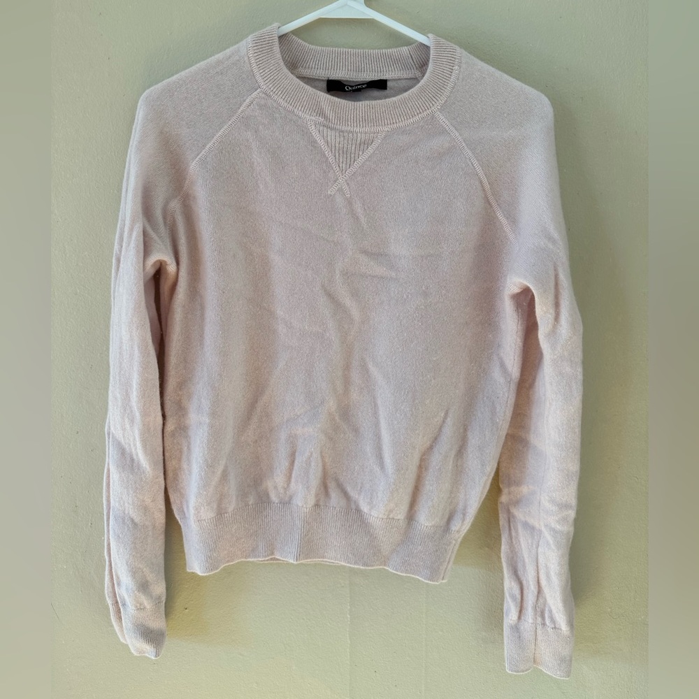 Quince Mongolian Shrunken Cashmere Sweatshirt, size Small, Minimal Pink